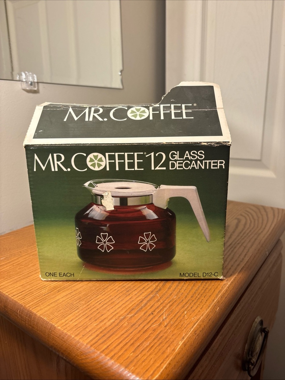 Mr. Coffee 12-Cup Glass Decanter in Brown with White Handle